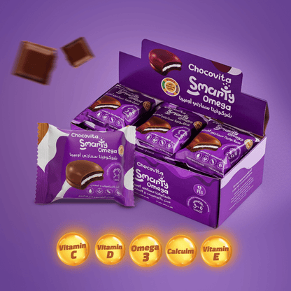 Chocovita Omega Box with Vitamin-fortified Marshmallow Chocolate Sandwich Display Box - 12 PCS