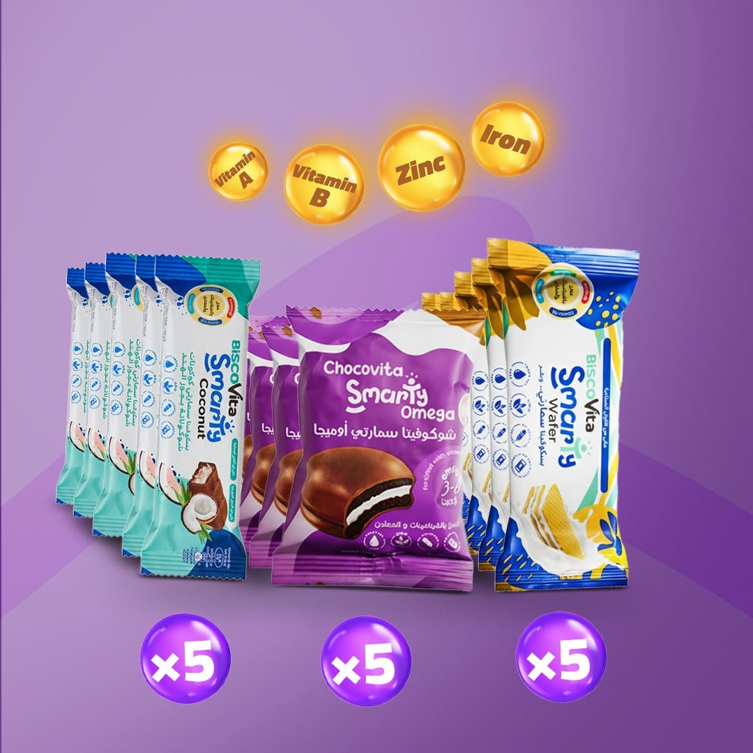 Smarty Bundle of 15 (5 of Each Product) | Vitamin Fortified Snacks for Children in Egypt